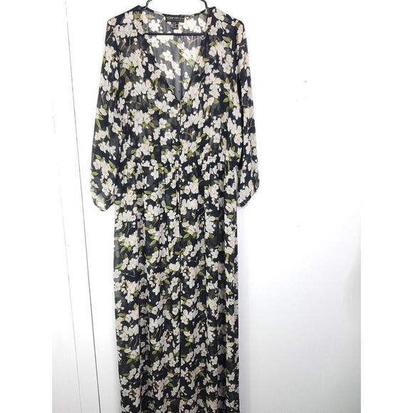 Forever 21 Sweaters - Forever 21 Top Womens 3X Duster Kimono Longline Floral Button Front Lightweight